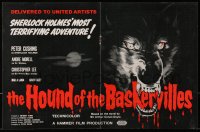 1z018 HOUND OF THE BASKERVILLES 2pg English trade ad 1959 Peter Cushing, great blood-dripping dog art!
