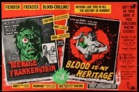 1z019 I WAS A TEENAGE FRANKENSTEIN/BLOOD OF DRACULA 2pg English trade ad 1958 AIP horror double-bill!