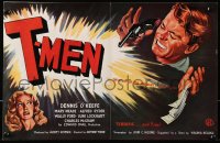1z036 T-MEN 2pg English trade ad 1947 Anthony Mann film noir, cool art of sexy bad girl & man with gun!