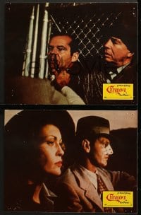 1z539 CHINATOWN 3 German LCs 1974 images of Jack Nicholson & Faye Dunaway, Roman Polansk, Huston!