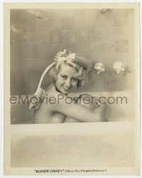 2a084 BLONDE CRAZY 8x10.25 still 1931 c/u of pre-Code sexy naked Joan Blondell scrubbing in bathtub!