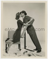 2a211 DESIGNING WOMAN 8x10 still 1957 Gregory Peck & Lauren Bacall kissing over fashion sketches!
