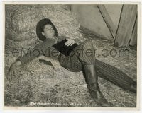 2a213 DESPERADOES candid deluxe 8x10 key book still 1943 Glenn Ford napping in hay between scenes!