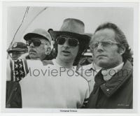 2a482 JAWS 8.25x10 still 1975 director Steven Speilberg confers w/ producers Zanuck and Brown!