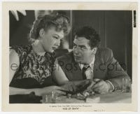 2a517 KISS OF DEATH 8.25x10 still 1947 c/u of scared Victor Mature looking at Coleen Gray at bar!