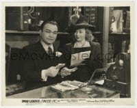 2a534 LARCENY INC. 8x10.25 still 1942 Jane Wyman stands by Edward G. Robinson counting money!