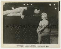 2a544 LET'S MAKE LOVE 8.25x10 still 1960 Frankie Vaughan laying on piano by pretty Marilyn Monroe!