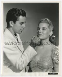2a554 LITTLE OLD NEW YORK candid 8x10 still 1940 Brenda Joyce being made up by Buddy Westmore!