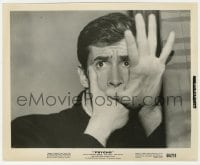 2a725 PSYCHO 8.25x10 still 1960 best close up of Anthony Perkins cowering in fear, Hitchcock!