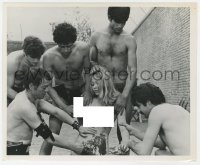 2a773 SALO OR THE 120 DAYS OF SODOM 8.25x10 still 1975 mostly naked men surround naked woman!