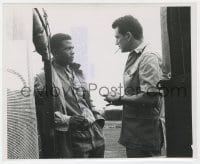 2a818 SOMETHING OF VALUE candid 8.25x10 still 1957 Sidney Poitier & Rock Hudson discussing a scene!