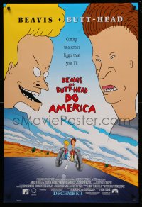 2b628 BEAVIS & BUTT-HEAD DO AMERICA int'l advance DS 1sh 1996 Mike Judge MTV delinquent cartoon!