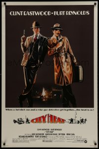 2b656 CITY HEAT 1sh 1984 art of Clint Eastwood the cop & Burt Reynolds the detective by Fennimore!