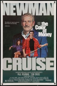 2b658 COLOR OF MONEY 1sh 1986 Robert Tanenbaum art of Paul Newman & Tom Cruise playing pool!