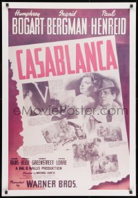 2b529 CASABLANCA 26x38 commercial poster 1980s Humphrey Bogart, Ingrid Bergman, 1/2 sheet style!