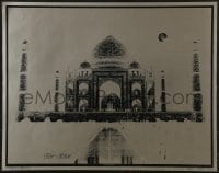 2b544 FOR LOVE 19x24 German commercial poster 1970s inverse image of the Taj Mahal, full moon!