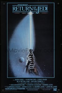 2b573 RETURN OF THE JEDI 24x36 commercial poster 1983 art of hands holding lightsaber by Reamer!