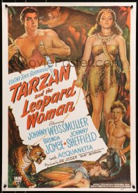 2b580 TARZAN & THE LEOPARD WOMAN 21x29 commercial poster 1980s Johnny Weissmuller & Acquanetta!