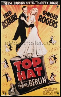 2b586 TOP HAT 20x32 commercial poster 1970s Fred Astaire & Ginger Rogers are king and queen of rhythm!