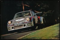2b587 TURBO-PORSCHE 24x36 commercial poster 1974 great image of airborne racing car on track!