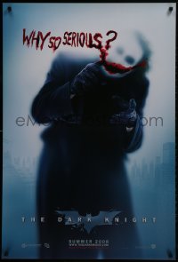 2b662 DARK KNIGHT teaser DS 1sh 2008 cool image of Heath Ledger as the Joker, why so serious?