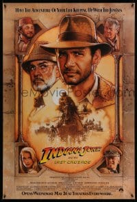 2b760 INDIANA JONES & THE LAST CRUSADE advance 1sh 1989 Ford/Connery over a brown background by Drew