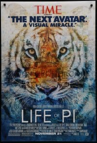 2b806 LIFE OF PI style B advance DS 1sh 2012 Suraj Sharma, Irrfan Khan, cool collage of tiger!