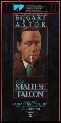2b517 MALTESE FALCON test print 10x20 video poster R1983 close-up art of smoking Humphrey Bogart!