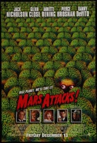 2b823 MARS ATTACKS! int'l advance DS 1sh 1996 directed by Tim Burton, great image of cast!