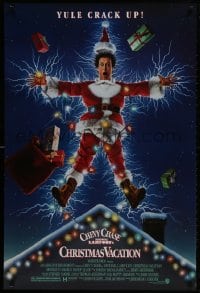 2b840 NATIONAL LAMPOON'S CHRISTMAS VACATION DS 1sh 1989 Consani art of Chevy Chase, yule crack up!