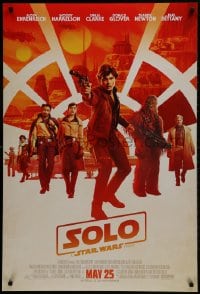 2b916 SOLO advance DS 1sh 2018 A Star Wars Story, Ron Howard, Ehrenreich, top cast, Chewbacca!