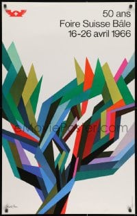2b361 50 ANS FOIRE SUISSE BALE 25x40 Swiss special poster 1966 geometric abstract art by Brun!