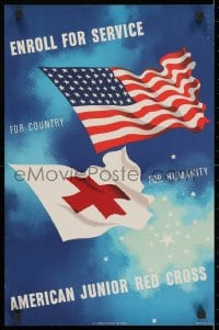 2b365 AMERICAN JUNIOR RED CROSS 15x22 special poster 1958 enroll for service for your country & humanity!