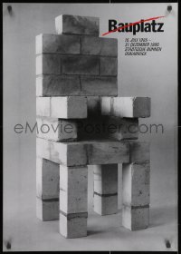 2b274 BAUPLATZ 23x33 German stage poster 1985 wild image of some sort of chair by Holger Matthies!
