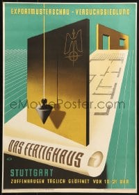 2b382 DAS FERTIGHAUS 17x23 German special poster 1947 OMGUS, cool artwork of prefab housing blueprint!