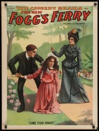 2b307 FOGG'S FERRY 21x28 stage poster 1893 art of man & woman fighting over kneeling girl!
