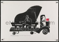 2b028 HAP GRIESHABER 24x34 German art print 1977 man playing piano on back of truck!