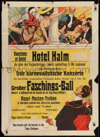 2b410 HOTEL HALM 29x39 German special poster 1930s wonderful art of a party on balcony!