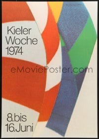 2b417 KIELER WOCHE 1974 17x23 German special poster 1974 cool colorful artwork of many sails!