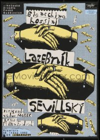 2b316 LAZEBNIK SEVILLSKY 25x36 Czech stage poster 1992 art of hands by Jiri Salamoun!