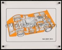 2b433 MCLAREN M8A 16x20 special poster 1970s Mati Palk cutaway art of the racer in papaya orange!