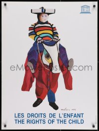 2b462 RIGHTS OF THE CHILD 24x32 French special poster 1989 artwork of child on horse by Melois!