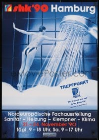 2b465 SHK '90 HAMBURG 23x33 German special poster 1990 woman diving into a shower!