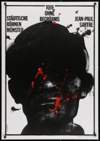 2b348 TOTE OHNE BEGRABNIS 23x33 German stage poster 1980s bleeding face art by Waldemar Swierzy!