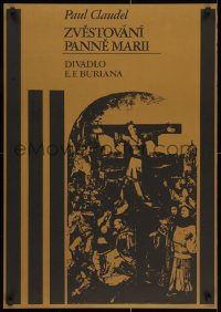 2b355 ZVESTOVANI PANNE MARII 23x32 Czech stage poster 1970s Paul Claudel, wild religious artwork!