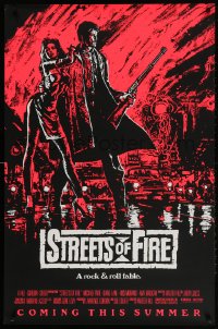 2b935 STREETS OF FIRE advance 1sh 1984 Walter Hill, Riehm pink dayglo art, a rock & roll fable!