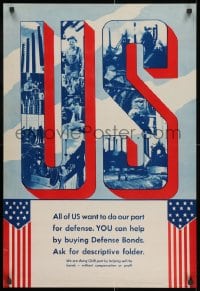 2b095 ALL OF US WANT TO DO OUR PART FOR DEFENSE 22x32 WWII war poster 1940s people working in factories!