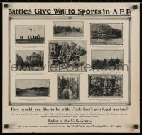 2b088 BATTLES GIVE WAY TO SPORTS IN A.E.F. 18x19 WWI war poster 1918 soldiers engaging in activities!