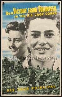2b099 BE A VICTORY FARM VOLUNTEER 14x22 WWII war poster 1943 U.S. Crop Corps aimed at teenagers!