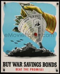 2b101 BUY WAR SAVINGS BONDS 18x22 WWII war poster 1940s art of a giant funnel full of cash!